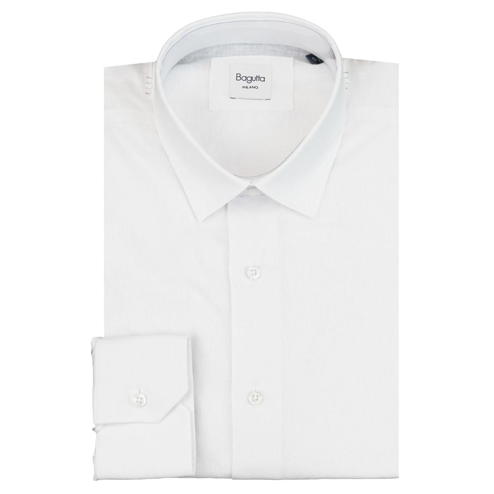 Bagutta white linen shirt for men